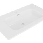 Bajo wastafel enkel met 1 kraangat 80 x 46 x 1,8 cm keramiek glans wit - Wastafels | Lapy