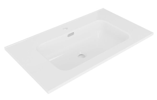 Bajo wastafel enkel met 1 kraangat 80 x 46 x 1,8 cm keramiek glans wit - Wastafels | Lapy