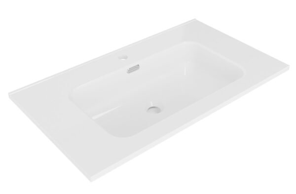 Bajo wastafel enkel met 1 kraangat 100 x 46 x 1,8 cm keramiek glans wit - Wastafels | Lapy