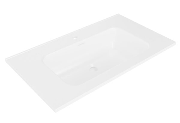 Bajo wastafel enkel met 1 kraangat 80 x 46 x 1,8 cm keramiek mat wit - Wastafels | Lapy