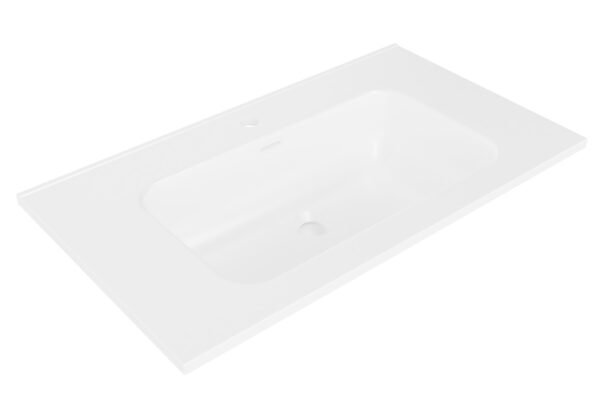 Bajo wastafel enkel met 1 kraangat 100 x 46 x 1,8 cm keramiek mat wit - Wastafels | Lapy