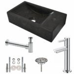 One pack Raw fontein rechts 40x22x10 cm hardsteen gezoet - Complete fonteinsets | Lapy