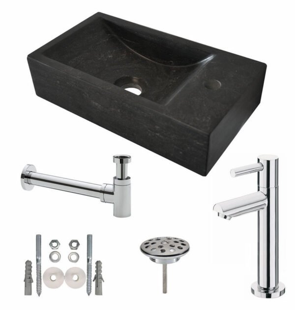 One pack Raw fontein rechts 40x22x10 cm hardsteen gezoet - Complete fonteinsets | Lapy