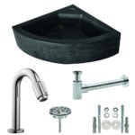 One pack Raw hoekfontein 30x30x10 cm hardsteen gezoet - Complete fonteinsets | Lapy