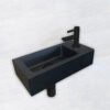 Fonteinset Rhea S mini met fontein rechts, kraan, sifon en afvoerplug mat zwart - Complete fonteinsets | Lapy