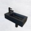 Fonteinset Rhea S mini met fontein links, kraan, sifon en afvoerplug mat zwart - Complete fonteinsets | Lapy