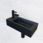 Fonteinset Rhea S mini met fontein links, kraan, sifon en afvoerplug mat zwart - Complete fonteinsets | Lapy