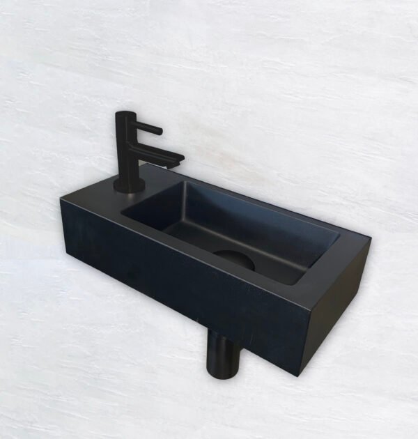 Fonteinset Rhea S mini met fontein links, kraan, sifon en afvoerplug mat zwart - Complete fonteinsets | Lapy