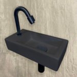 Fonteinset Rhea S mini met fontein links quartz, kraan, sifon en afvoerplug mat zwart - Complete fonteinsets | Lapy