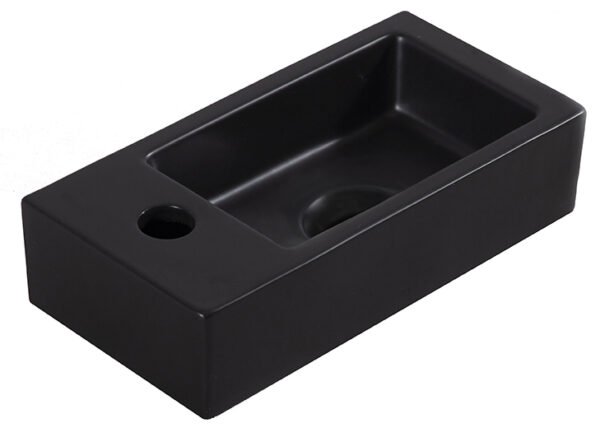Fonteinset Rhea S mini met fontein links quartz, kraan, sifon en afvoerplug mat zwart - Complete fonteinsets | Lapy