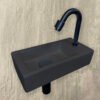 Fonteinset Rhea S mini met fontein rechts quartz, kraan, sifon en afvoerplug mat zwart - Complete fonteinsets | Lapy