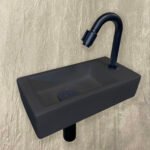Fonteinset Rhea S mini met fontein rechts quartz, kraan, sifon en afvoerplug mat zwart - Complete fonteinsets | Lapy