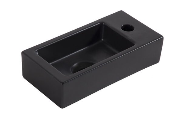 Fonteinset Rhea S mini met fontein rechts quartz, kraan, sifon en afvoerplug mat zwart - Complete fonteinsets | Lapy
