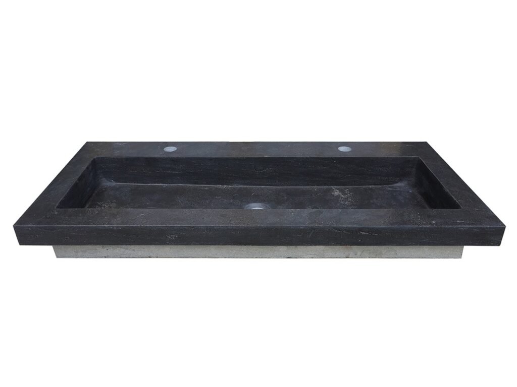 Raw wastafel enkel met 2 kraangaten 120x46x5 cm hardsteen gezoet