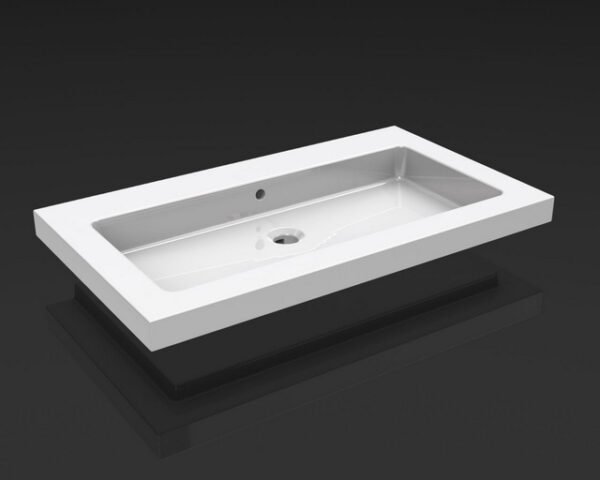 Kera wastafel enkel zonder kraangat 80x46x5 cm keramiek glans wit