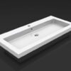 Kera wastafel enkel met 1 kraangat 100x46x5 cm keramiek glans wit - Meubelwastafels | Lapy