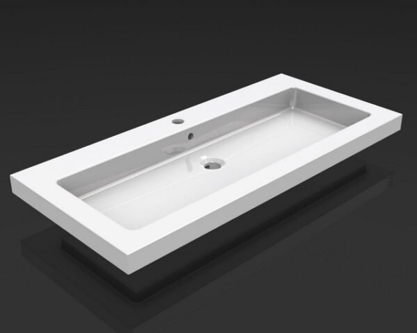 Kera wastafel enkel met 1 kraangat 100x46x5 cm keramiek glans wit - Meubelwastafels | Lapy