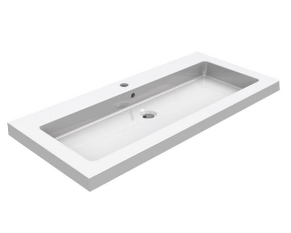 Kera wastafel enkel met 1 kraangat 100x46x5 cm keramiek glans wit - Meubelwastafels | Lapy