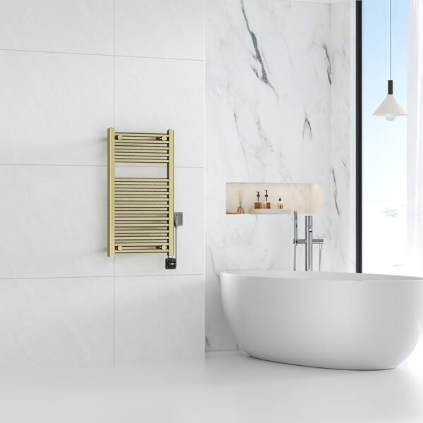 Elara elektrische radiator Smart WiFi 76,6 x 45 cm geborsteld messing PVD - Radiatoren | Lapy