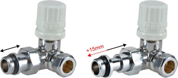 Thermostatisch voorbereid radiatorventiel haaks links 1/2″ x 15 mm chroom - Radiatoraansluitsets | Lapy