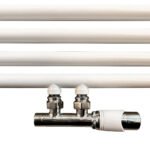 Onderblok set haaks rechts compleet 16 x 2,0 en 15 mm knel chroom/wit - Radiatoren | Lapy