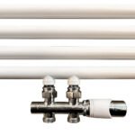 Onderblok set recht compleet 16 x 2,0 en 15 mm knel chroom/wit - Radiatoren | Lapy