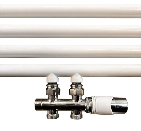 Onderblok set recht compleet 16 x 2,0 en 15 mm knel chroom/wit - Radiatoren | Lapy