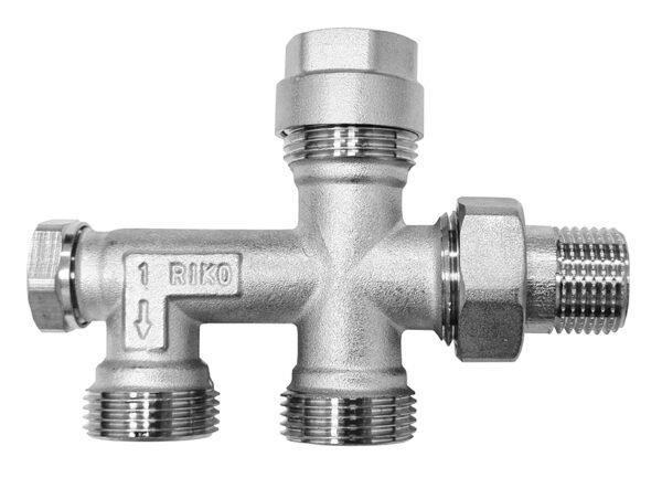 4-weg verdeler ½” x euro+adaptor 15mm x 2 X 3/4″ - Radiatorkoppelingen | Lapy