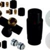 Onderblok set haaks links compleet 16 x 2,0 en 15 mm knel mat zwart - Radiatoraansluitsets | Lapy