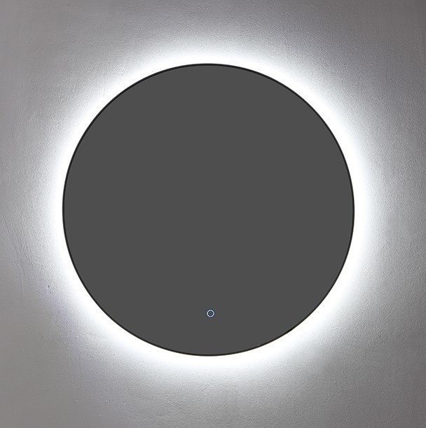 Ronde spiegel Mat Zwart met LED verlichting, 3 kleur instelbaar & dimbaar 60 incl. spiegelverwarming