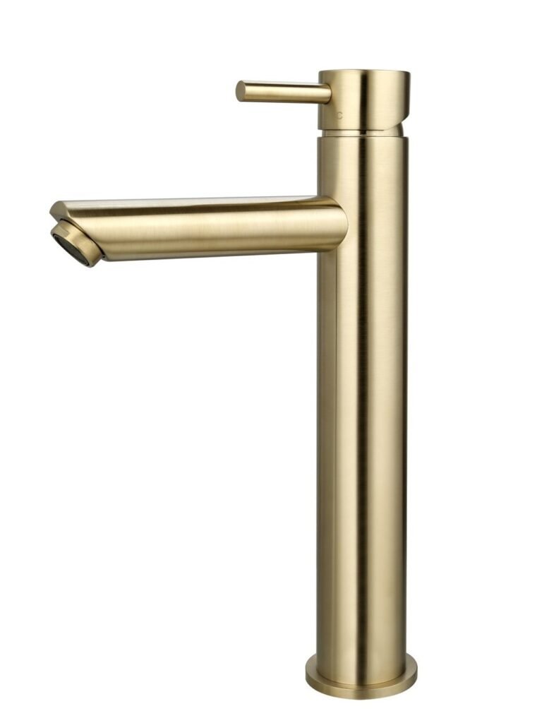 Wastafelmengkraan hoog rond Goud Geborsteld