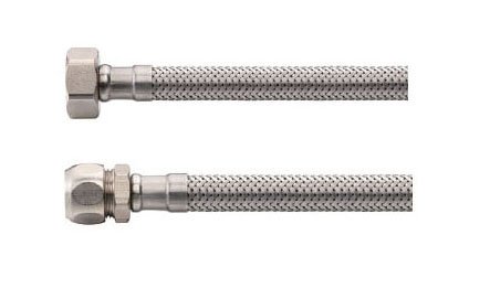 Flexibele aansluitslang Kiwa 3/8" bi x 10mm knel 35 cm RVS