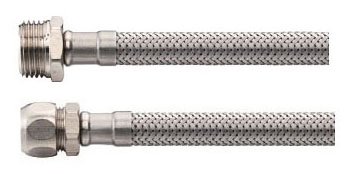 Flexibele aansluitslang Kiwa 1/2" bu x 15mm 30 cm RVS