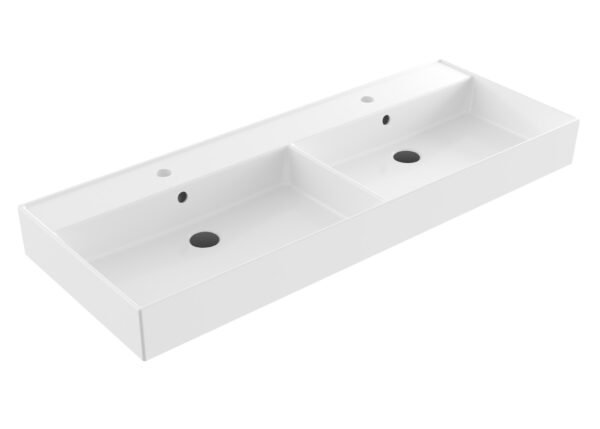 Wastafel Edge Keramiek Glans Wit 120 dubbele wasbak