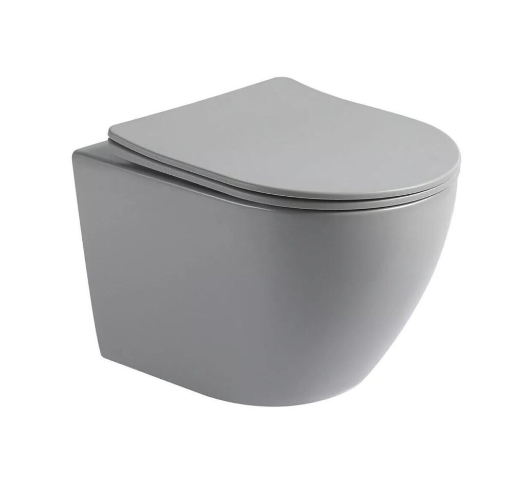 Wandcloset Color Line rimfree compact Mat Grijs slim met softclose en quickrelease zitting