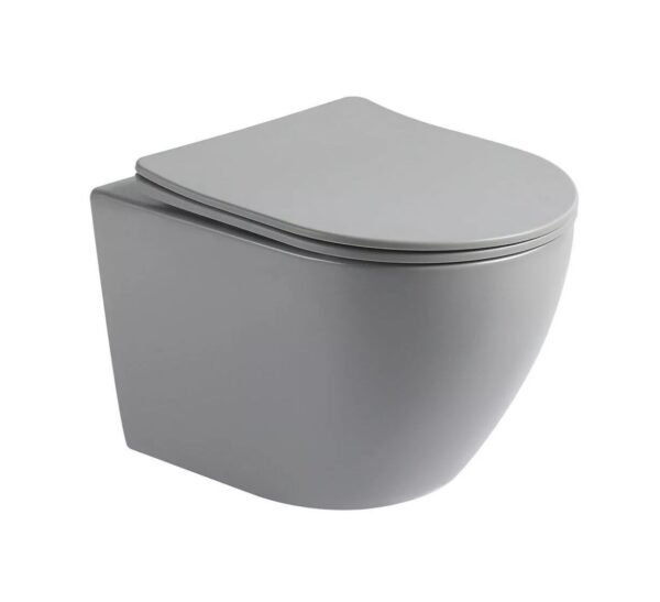 Wandcloset Color Line rimfree compact Mat Grijs slim met softclose en quickrelease zitting