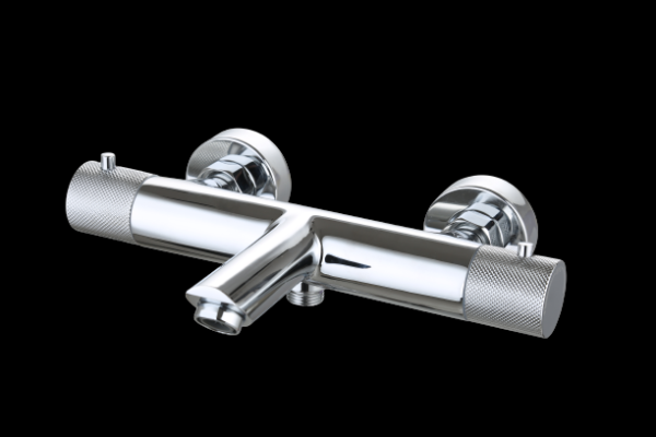 Badmengkraan thermostatisch rond Chroom met geribbeld knop