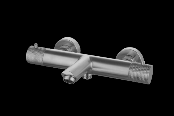 Badmengkraan thermostatisch rond Gun Metal met geribbeld knop