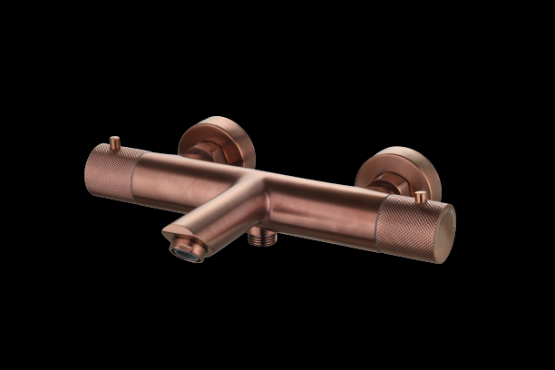 Badmengkraan thermostatisch rond Brons met geribbeld knop