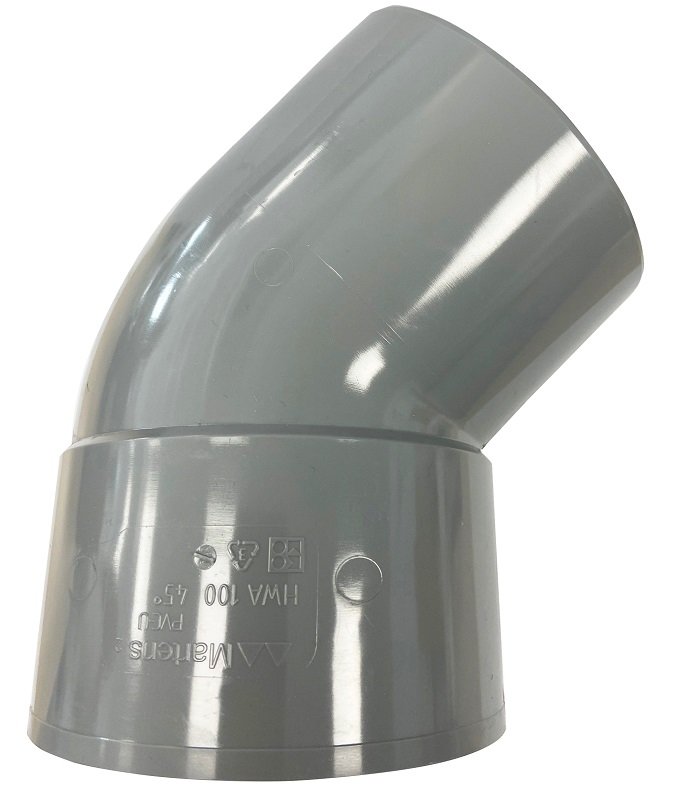 HWA bocht mof 80 mm x verjongde spie 80 mm 45 graden PVC
