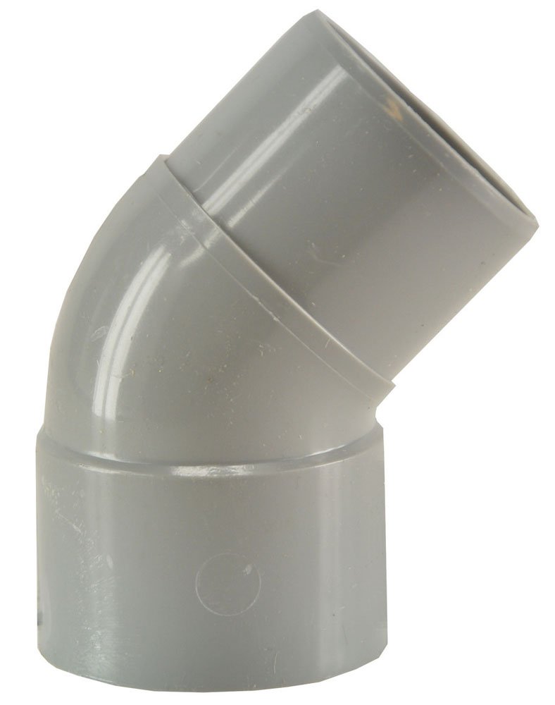 Afvoerbocht mof 50 mm x spie 50 mm 45 graden PVC