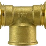 Knelkoppeling T-stuk Kiwa Gastec 22 mm x 3/4″ x 22 mm bi messing - Knelfittingen | Lapy