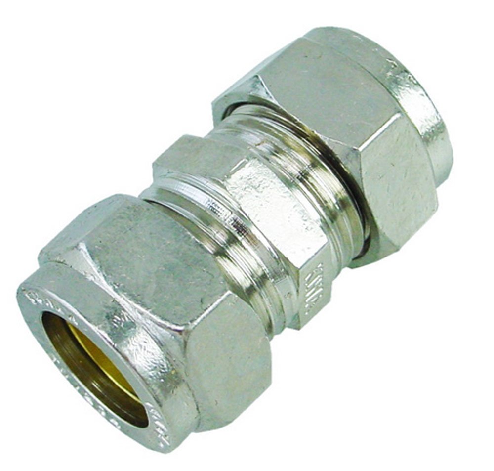 Knelkoppeling verloopsok recht Gastec 10 x 12 mm vernikkeld