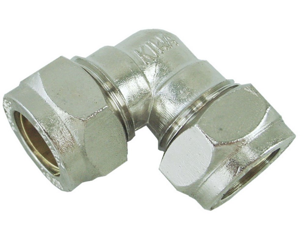 Knelkoppeling knie Gastec 22 mm vernikkeld