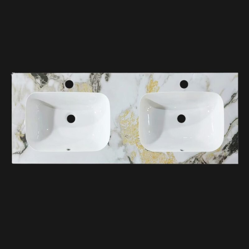 Wastafel Marble Ceramic Calacatta 120 dubbele wasbak