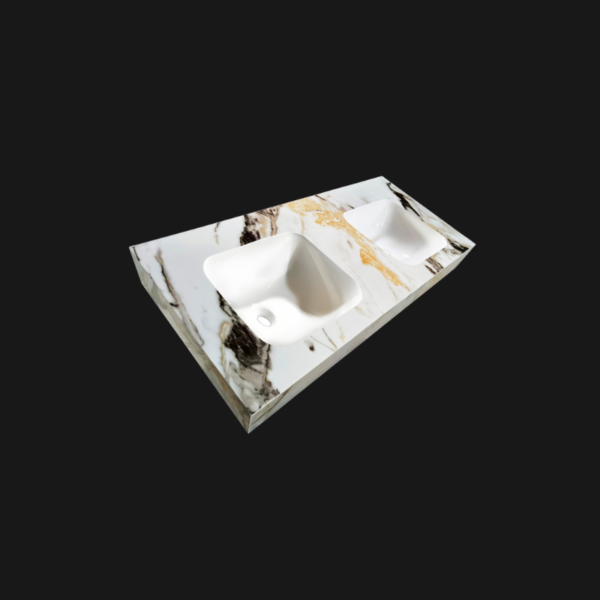 Wastafel Marble Ceramic Calacatta 140 dubbele wasbak - Wastafels 140 cm | Lapy