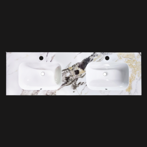 Wastafel Marble Ceramic Calacatta 160 dubbele wasbak