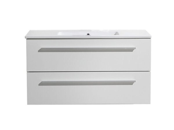 Badmeubelset met greep aluminium 100 mat wit zonder spiegel OP = OP