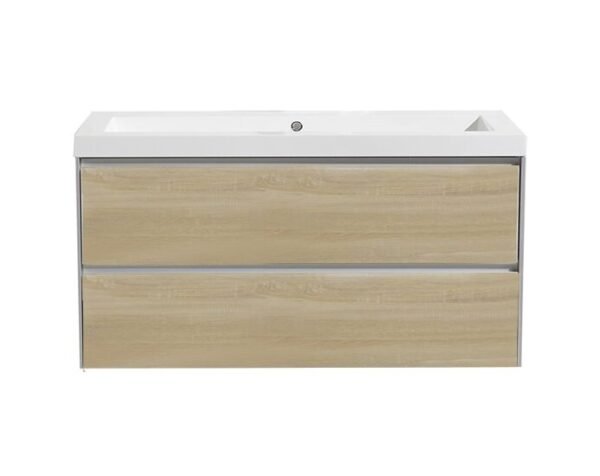 Badmeubelset greeploos 100 Light Wood zonder spiegel OP = OP