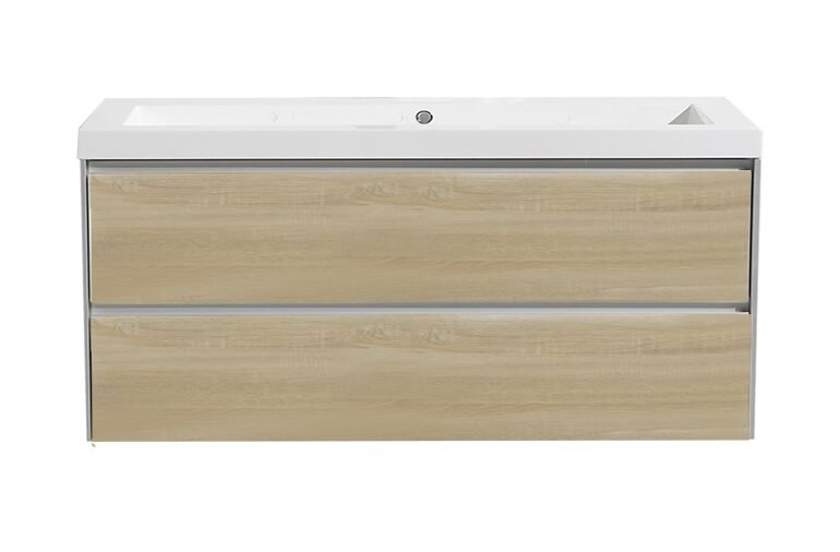 Badmeubelset greeploos 120 Light Wood zonder spiegel OP = OP